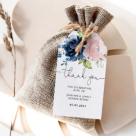 Etiqueta Para Presente Elegante marinho Floral cor-de-rosa revela etiquet