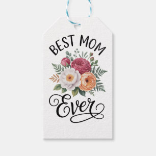 Etiqueta Para Presente Elegante Melhor Mãe do Mundo do Buquê Floral Aquar