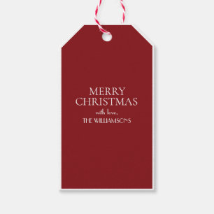 Etiqueta Para Presente Elegante Minimalista Vermelho Branco Feliz Natal
