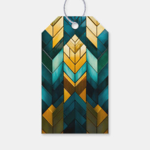 Etiqueta Para Presente Elegante Moderno Abstrato Dourado Verde-Geométrico