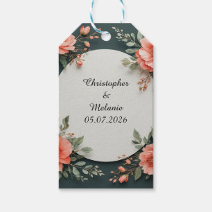 Etiqueta Para Presente Elegante Moldura Floral em Aquarela