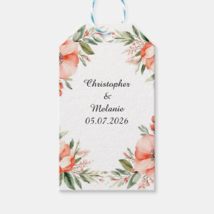 Etiqueta Para Presente Elegante Moldura Floral em Aquarela