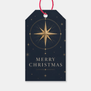 Etiqueta Para Presente Elegante Natal Celestial, estilo Midnight Navy