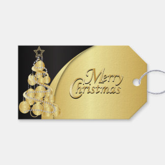 Etiqueta Para Presente Elegante Negro e Dourado Natal