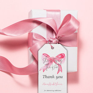 Etiqueta Para Presente Elegante Nó Cor-de-Rosa Festa de Noivado