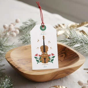 Etiqueta Para Presente Elegante Nutcracker Violin Floral Música Para E De