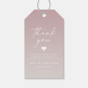 Etiqueta Para Presente Elegante Ombre Mauve & Off-White Wedding Obrigado