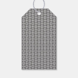 Etiqueta Para Presente Elegante Padrão Floral Sem Costura Preto e Branco