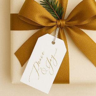 Etiqueta Para Presente Elegante “Paz & Alegria” Natal em Letra Dourada