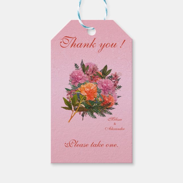 Etiqueta Para Presente Elegante peônia rosa floral simples personalizado (Frente)