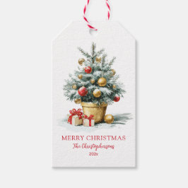 Etiqueta Para Presente Elegante Pequena Árvore de Natal
