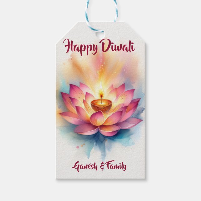 Etiqueta Para Presente Elegante personalizado Diwali Diya (Frente)