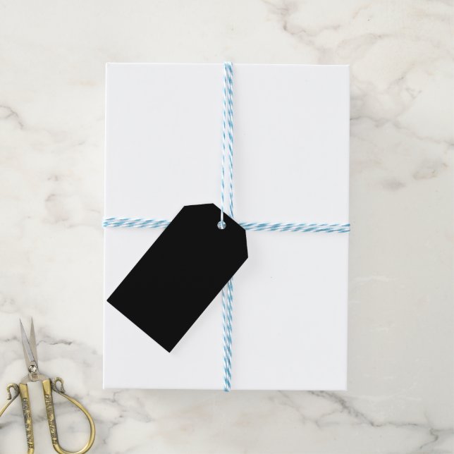 Etiqueta Para Presente Elegante Preto Sólido (Com cordão)