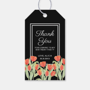Etiqueta Para Presente Elegante Primavera Red Tulip Flora Black 45º Anive