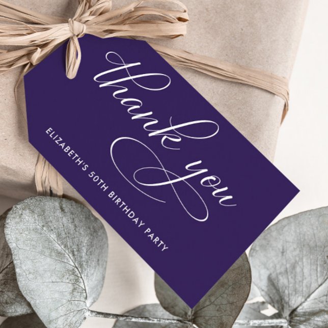 Etiqueta Para Presente Elegante Purple 50ª Festa de aniversário Obrigado (Criador carregado)