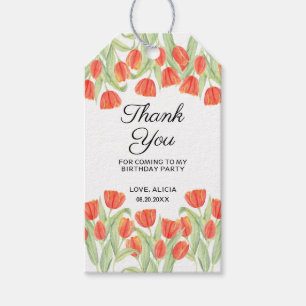 Etiqueta Para Presente Elegante Red Tulip Botânica 50º Aniversário