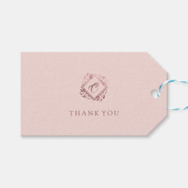 Etiqueta Para Presente Elegante Rosa Moderno, Monograma Rosa Dourado, Obr