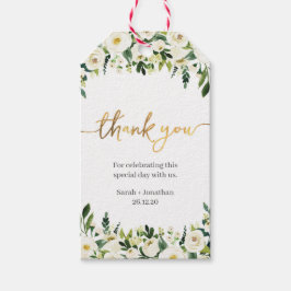 Etiqueta Para Presente Elegante rosas brancas e casamentos dourados Obrig