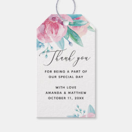 Etiqueta Para Presente Elegante roteiro rosa florescência floral casament