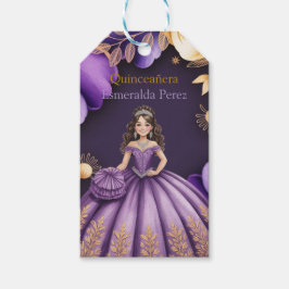 Etiqueta Para Presente Elegante Roxo Quinceañera Girl Art Obrigado