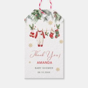 Etiqueta Para Presente Elegante Santa em Aquarela Bebê Natal Chá de Beb
