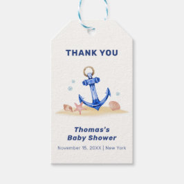 Etiqueta Para Presente Elegante Sob Chá de fraldas De Âncora Náutica Marí