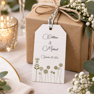 Etiqueta Para Presente Elegante Sofisticado Floral em Ouro Minimalista At