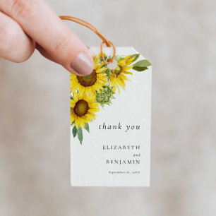 Etiqueta Para Presente Elegante Sunflower Wedsing Watercolor Obrigado