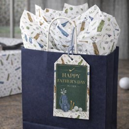 Etiqueta Para Presente Elegante Tema de Golfe Azul Verde Dia dos Pais Fel