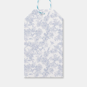 Etiqueta Para Presente Elegante Toile Francesa Floral Azul