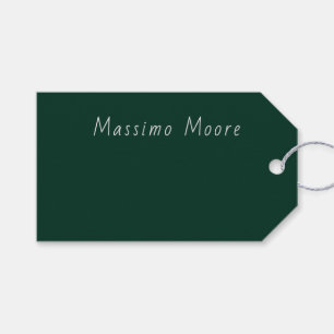Etiqueta Para Presente Elegante Verde Escuro Escrita à Mão do Próprio Nom