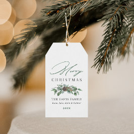 Etiqueta Para Presente Elegante Verde Natal Nome da Família
