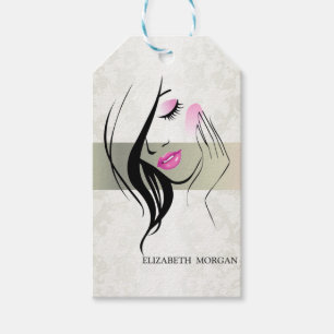 Etiqueta Para Presente Elegante Vintage,Chique,Silhueta de Menina com Ren
