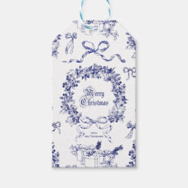 Etiqueta Para Presente Elegante Vintage Feliz Natal Arcos Azuis