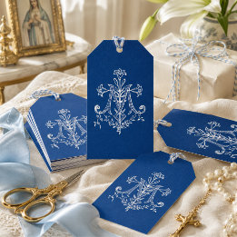 Etiqueta Para Presente Elegante Virgem Maria Religiosa Lírios Católicos A