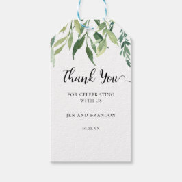 Etiqueta Para Presente Elegante Watercolor Greenery Obrigado Casamento