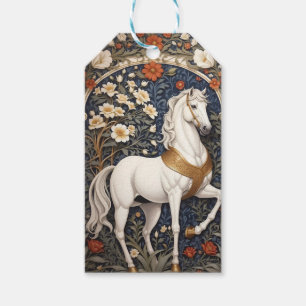 Etiqueta Para Presente Elegante William Morris Inspirou Cavalo Branco