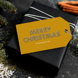 Etiqueta Para Presente Elegantes Diamantes Feliz Natal Amarelo Negócios
