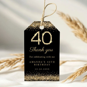 Etiqueta Para Presente Elegantes Diamantes Festa de 40º Aniversário Obrig