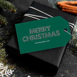 Etiqueta Para Presente Elegantes Diamantes Verde Natal Feliz Negócios