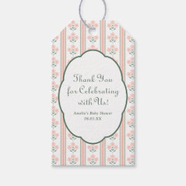 Etiqueta Para Presente Elegantes Flores Rosa Bebe Aniversário Obrigado