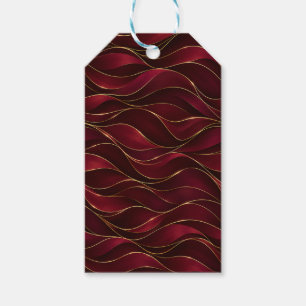 Etiqueta Para Presente Elegantes Ondas de Mármore Vermelho Borgonha com A