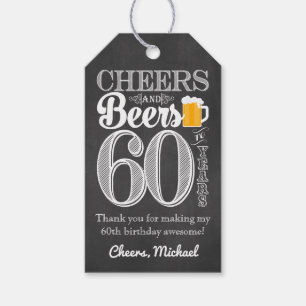 Etiqueta Para Presente Elogios e cervejas a 60 anos de Tag do presente