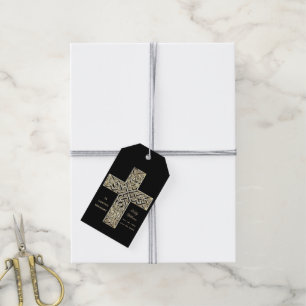 Etiqueta Para Presente Em memória Loving ou em sua cruz dourada elegante