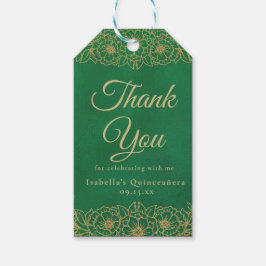 Etiqueta Para Presente Emerald Green Dourado Floral Quinceañera Obrigado