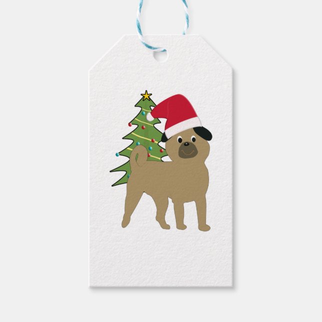 Etiqueta Para Presente Encaixe de cartoon em Santa Hat v2 (Frente)