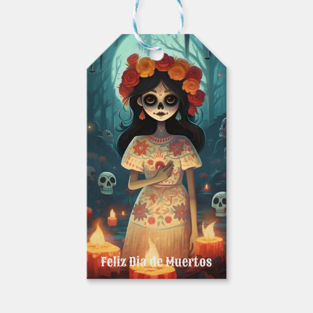 Etiqueta Para Presente 🌹 Encantando a Catrina Die de Muertos 🌹 (Frente)