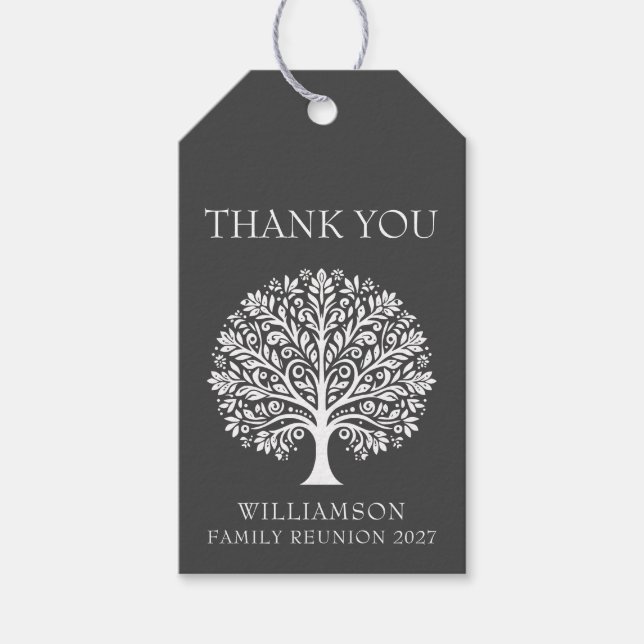 Etiqueta Para Presente Encontro Familiar Árvore Simples Moderno Elegante (Frente)