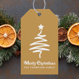 Etiqueta Para Presente Endereço de Retorno do Natal Dourado Retro Simples