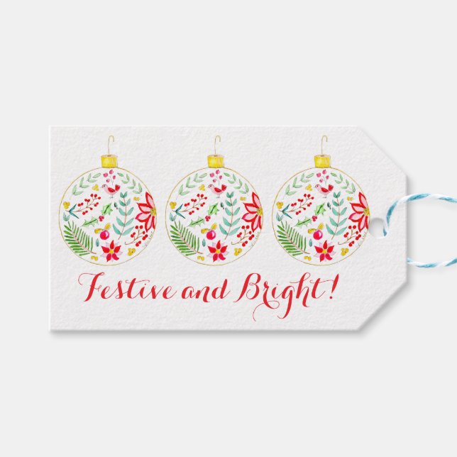 Etiqueta Para Presente Enfeite de Natal Colorido (Frente (horizontal))